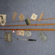 Sestava pro lov tik na vyvenou,trojdln bambusov prut tikovka , nottinghamsk navijk pr. 90 mm,vlasce, lanka a patentn gaf, ve znaky Rousek vyrobeno do roku cca 1946